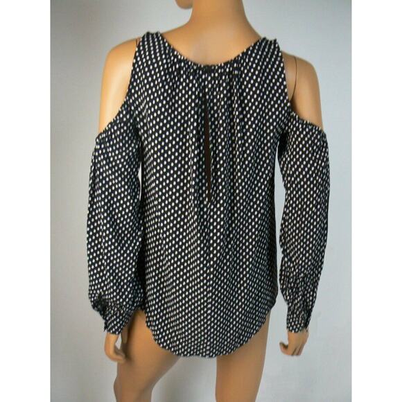 $140 L'Academie Black White Polka Dot Cold Shoulder Loose Fit Top XS NEW - Picture 2 of 5